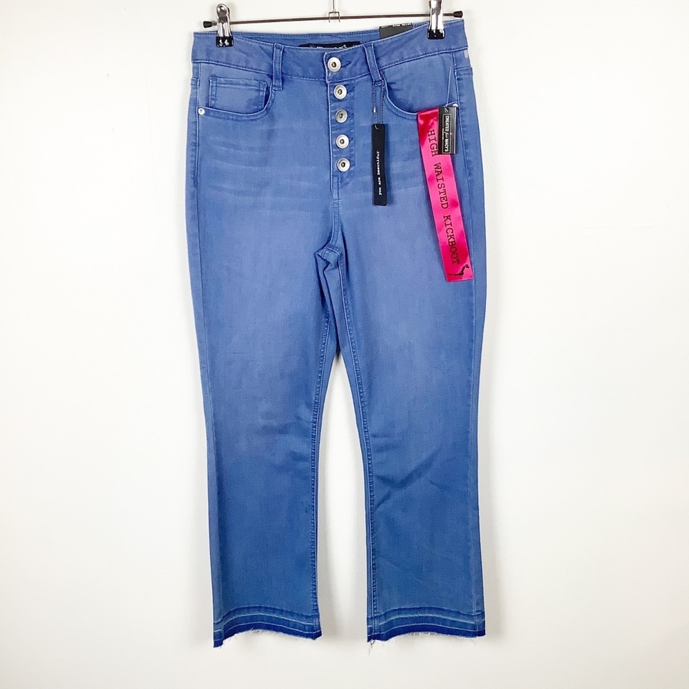 Dollhouse High Waisted Jeans Kickboot Button NWT Women Size 11 Waist 30"